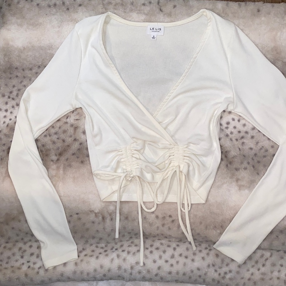 Tie-Front Long Sleeve Crop Top